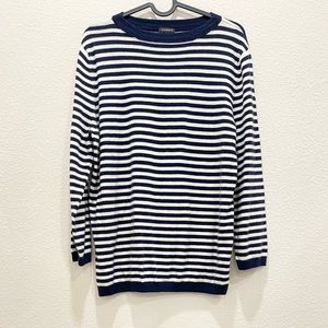 Pre-loved! TALBOTS Navy and White Striped Lambswool Blend Sweater!